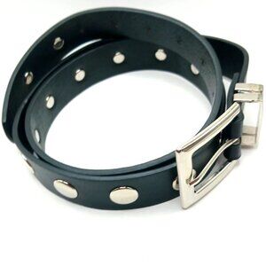 Large Studded Black Vegan Leather Belt 39 Inches Long New